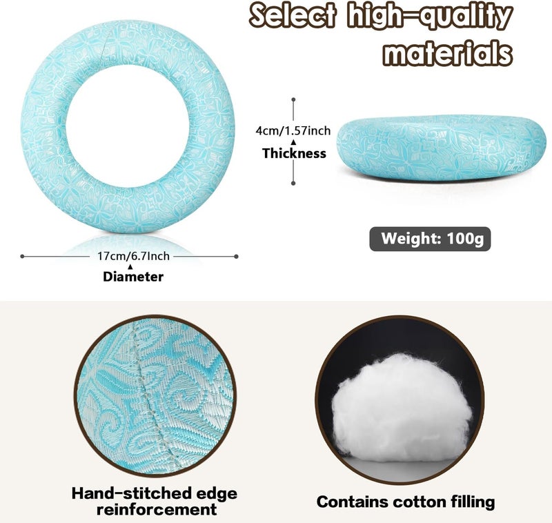 UPCEED Singing Bowl Cushion for Tibetan Singing Bowls, Handmade Silk Brocade Round Cushion Pillow for Sound Healing and Crystal Sound Bowls Accessories(CyanBlue,6.7 Inch) - Image 2